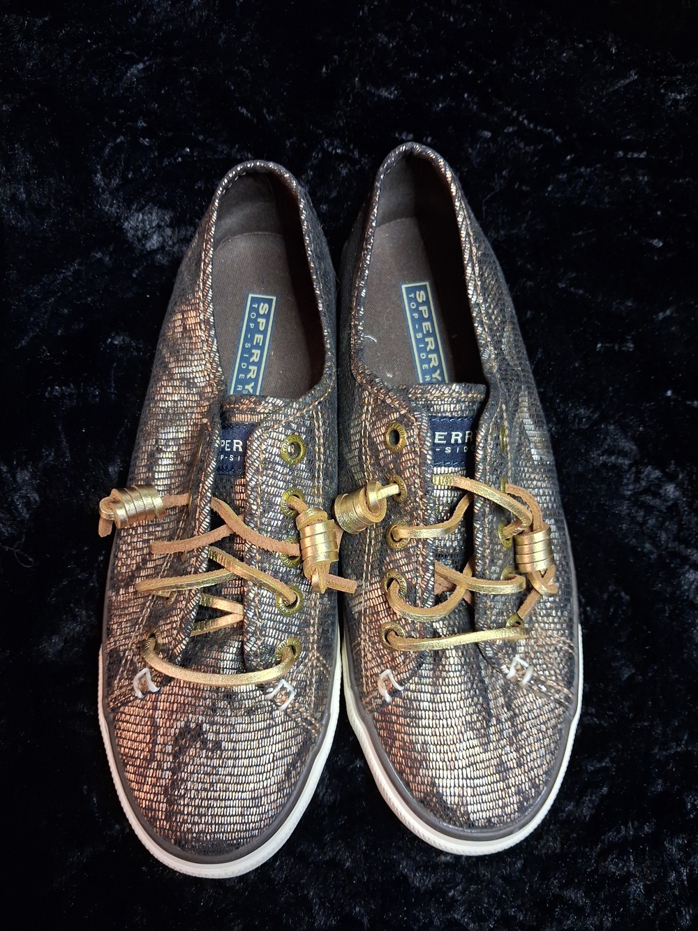Sperry Metallic Bronze Textured Sneakers